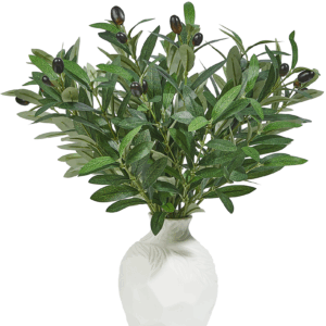 5 PCS 18 Inch Olive Tree Branches Greenery Stems Artificial Plants Faux Olive Branch for Vase Realistic Green Stem Home Decor Indoor