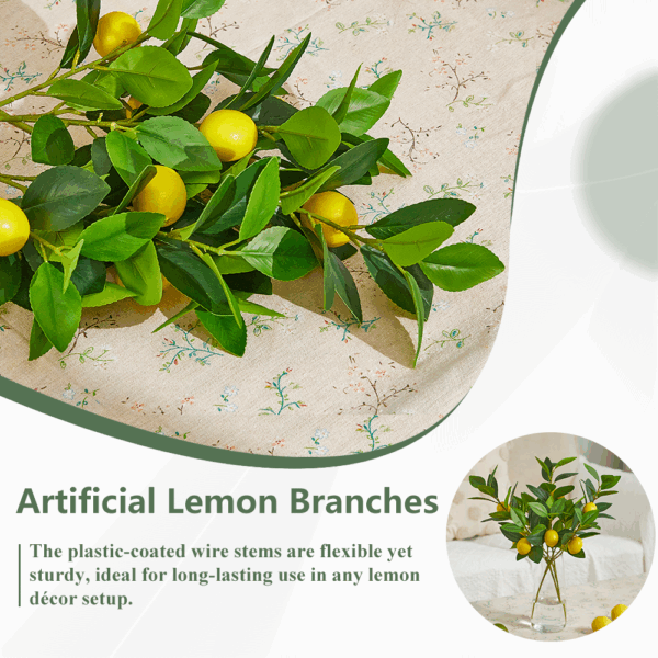 3 PCS Artificial Lemon Branches for Vase 18 Inch Fake Lemons Fruit Picks Faux Lemons Tree Decor Realistic - Image 4