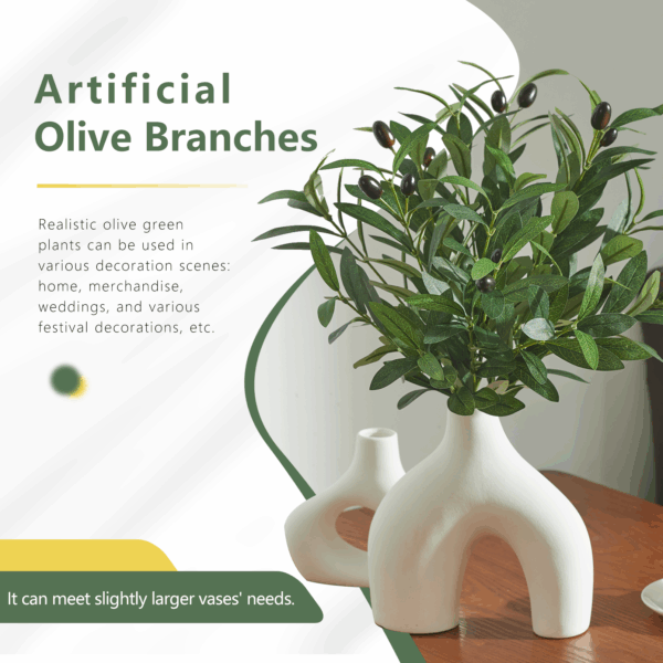 5 PCS 18 Inch Olive Tree Branches Greenery Stems Artificial Plants Faux Olive Branch for Vase Realistic Green Stem Home Decor Indoor - Image 2