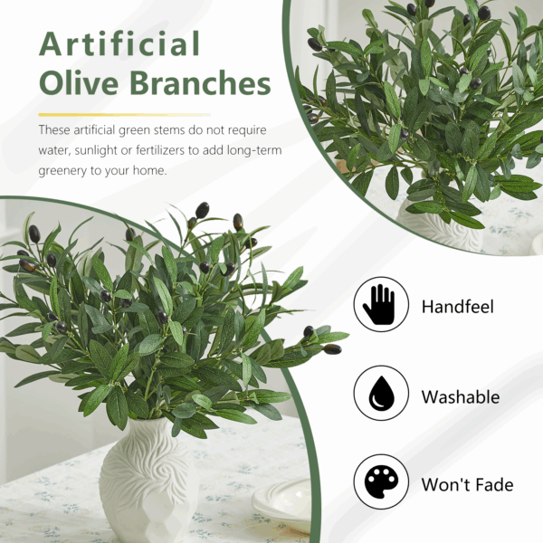 5 PCS 18 Inch Olive Tree Branches Greenery Stems Artificial Plants Faux Olive Branch for Vase Realistic Green Stem Home Decor Indoor - Image 4