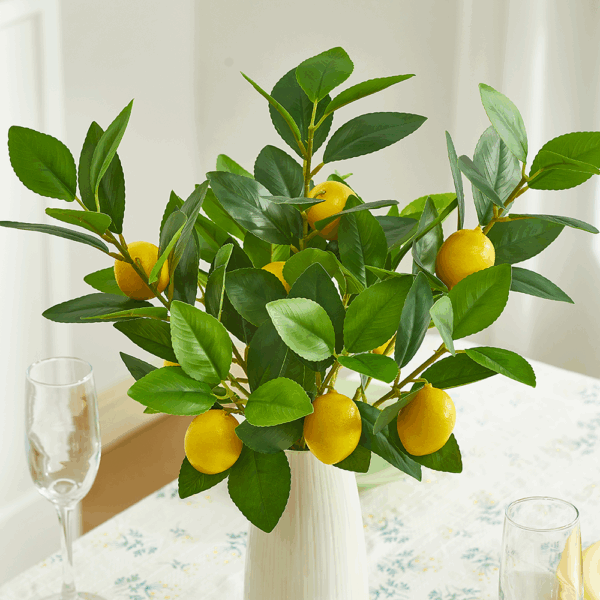 3 PCS Artificial Lemon Branches for Vase 18 Inch Fake Lemons Fruit Picks Faux Lemons Tree Decor Realistic - Image 9
