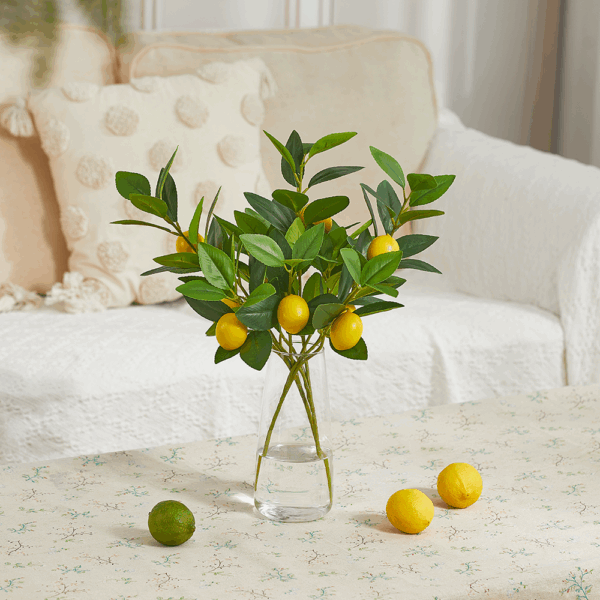 3 PCS Artificial Lemon Branches for Vase 18 Inch Fake Lemons Fruit Picks Faux Lemons Tree Decor Realistic - Image 6